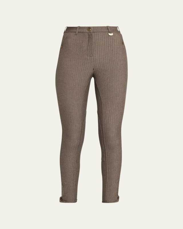 Anne Herringbone Skinny-Leg Jodhpur Pants